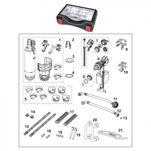Набор запчастей для ремонта бачков ТЕСЕ