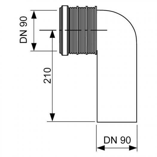 Отвод канализационный DN90/90, РР 90° TECEprofil 9820134